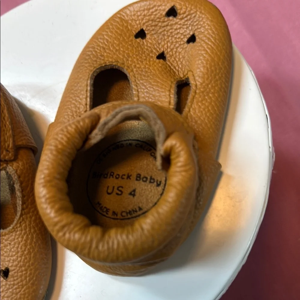 Brown Baby Walker Moccasins with Heart Cutouts - Picture 2 of 5